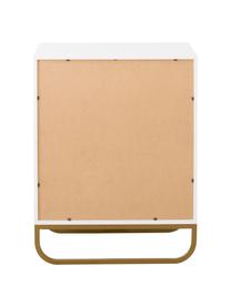 Ladekast Sanford in wit, Frame: gelakt MDF, Poten: gepoedercoat metaal, Wit, goudkleurig, 80 x 106 cm