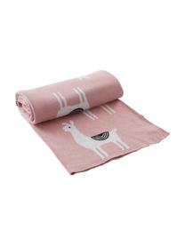 Baby-Kuscheldecke Lia Lama aus Bio-Baumwolle in Rosa/Grau, 100% Bio-Baumwolle, GOTS-zertifiziert, Rosa, Grau, Weiß, Schwarz, B 80 x  L 100 cm