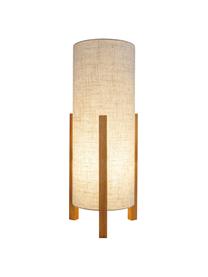 Lámpara de mesa grande Matilda, Pantalla: tela, Cable: plástico, Blanco crema, madera clara, Ø 22 x Al 52 cm
