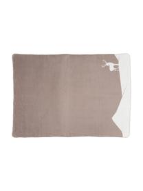 Plaid polaire réversible Cerf Savona, Beige, blanc