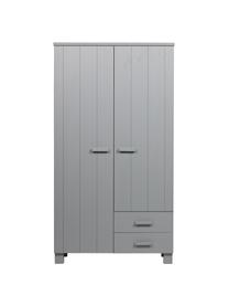 Armoire bois gris clair 2 portes Dennis, Gris béton, larg. 111 x haut. 202 cm