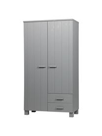 Armadio a 2 ante in legno grigio chiaro Dennis, Grigio cemento, Larg. 111 x Alt. 202 cm