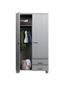 Armoire bois gris clair 2 portes Dennis, Gris béton, larg. 111 x haut. 202 cm