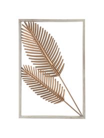 Set de decoración de pared Tropics, 2 pzas., Metal recubierto, Dorado, blanco, An 30 x Al 45 cm