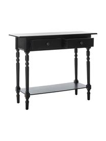 Sidetable Zoe met 2 lades, Gelakt grenenhout, Zwart, B 93 x D 33 cm