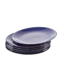 Platos llano artesanal Baita, 6 uds., Gres (dolomita) pintado a mano, Azul, Ø 27 cm