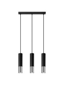Hanglamp Longbot in zwart-chroom, Lampenkap: gecoat staal, Baldakijn: gecoat staal, Zwart, chroomkleurig, B 40 cm x H 30 cm