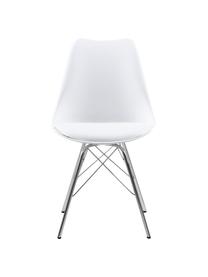 Sillas de plático Eris, 2 uds., Asiento: plástico, Asiento: cuero sintético, Patas: metal, cromado, Blanco, cromo, An 49 x F 54 cm