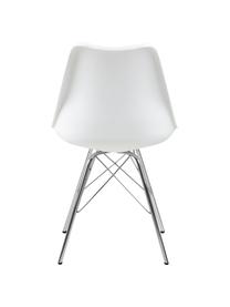 Sillas de plático Eris, 2 uds., Asiento: plástico, Asiento: cuero sintético, Patas: metal, cromado, Blanco, cromo, An 49 x F 54 cm