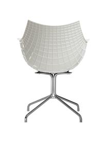Chaise pivotante en plastique Meridiana, Blanc cassé, argenté, larg. 58 x prof. 55 cm