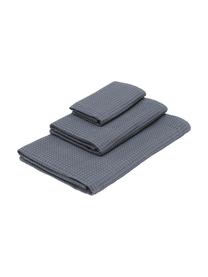 Lot de serviettes de bain en textile finement gaufré Karima, 3 élém., Gris foncé