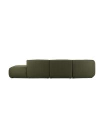 Chaise-longue componibile in tessuto verde Sofia, Rivestimento: 100% polipropilene Con 23, Struttura: legno di pino massiccio, , Piedini: plastica, Tessuto verde, Larg. 340x Prof. 95 cm