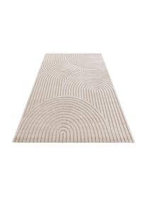 Tapis blanc crème/beige rectangulaire à poils ras Pangalo, 40 % polyester, 60 % polypropylène, Blanc crème, beige, larg. 80 x long. 150 cm (taille XS)