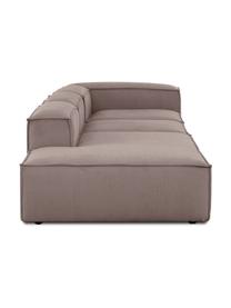 Chaise longue XL componibile in velluto a coste Lennon, Rivestimento: velluto a coste (92% poli, Struttura: legno di pino massiccio, , Piedini: plastica I piedini si tro, Velluto a coste taupe, Larg. 357 x Prof. 119 cm, schienale a destra