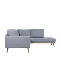 Ecksofa Saint (3-Sitzer) in Blaugrau mit Eichenholz-Füssen, Bezug: Polyester Der hochwertige, Gestell: Massives Kiefernholz, Spa, Webstoff Blaugrau, B 243 x T 220 cm