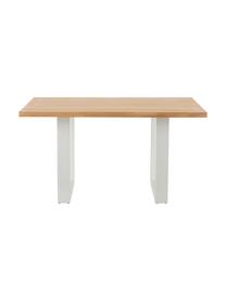 Table en bois massif Oliver, Chêne sauvage, blanc