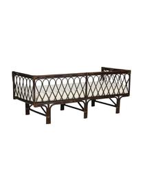 Divano 2 posti in rattan con cuscino seduta Linnsofina, Rivestimento: 60% poliestere, 40% coton, Struttura: rattan, Tessuto beige, marrone scuro, Larg. 190 x Prof. 81 cm