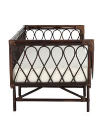 Divano 2 posti in rattan con cuscino seduta Linnsofina, Rivestimento: 60% poliestere, 40% coton, Struttura: rattan, Tessuto beige, marrone scuro, Larg. 190 x Prof. 81 cm