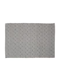 Tapis de bain style ethno monochrome Erin, 100 % coton, Gris, blanc, larg. 60 x long. 90 cm