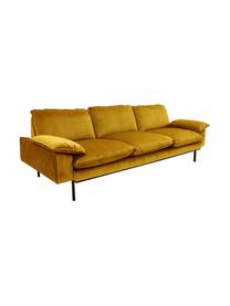 Samt-Sofa Retro (3-Sitzer) in Gelb mit Metall-Füssen, Bezug: Polyestersamt 86.000 Sche, Korpus: Mitteldichte Holzfaserpla, Samt Ockergelb, B 225 x T 83 cm