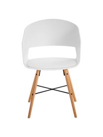 Sillas con reposabrazos Luna, 2 uds., Patas: madera de haya pintada, Blanco, An 52 x Al 81 cm