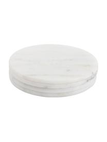 Marmor-Untersetzer Aster in Weiß, 4 Stück, Marmor, Weiß, marmoriert, Ø 10 x H 1 cm