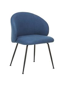 Gestoffeerde stoelen Luisa, 2 stuks, Bekleding: 100% polyester, Poten: gepoedercoat metaal, Geweven stof blauw, zwart, B 61 x D 58 cm