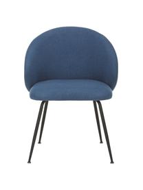 Gestoffeerde stoelen Luisa, 2 stuks, Bekleding: 100% polyester, Poten: gepoedercoat metaal, Geweven stof blauw, zwart, B 61 x D 58 cm