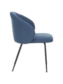 Gestoffeerde stoelen Luisa, 2 stuks, Bekleding: 100% polyester, Poten: gepoedercoat metaal, Geweven stof blauw, zwart, B 61 x D 58 cm