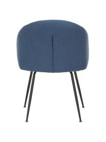 Gestoffeerde stoelen Luisa, 2 stuks, Bekleding: 100% polyester, Poten: gepoedercoat metaal, Geweven stof blauw, zwart, B 61 x D 58 cm