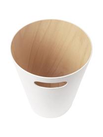 Papelera pequeña Woodrow Can, Madera pintada, Blanco, madera clara, Ø 23 x Al 28 cm, 7,5 L