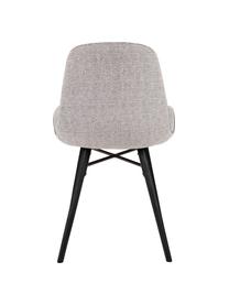 Gestoffeerde stoelen Lester, 2 stuks, Bekleding: 100% polyester, Poten: gelakt beukenhout, Bekleding: lichtgrijs. Poten: zwart, 50 x 81 cm