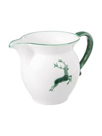 Handbeschilderde melkkan Classic Green Deer, 300 ml, Keramiek, Groen, wit, 300 ml