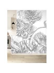 Fototapete Engraved Flowers, Vlies, umweltfreundlich und biologisch abbaubar, Grau, Weiss, B 389 x H 280 cm