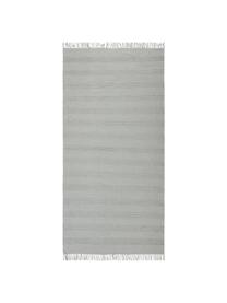 Tapis plat coton avec franges Tanya, Gris clair