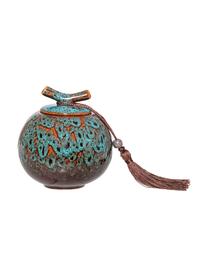 Boîte de rangement Ebba, Tons turquoise, tons bruns Houppe : auburn, Ø 11 x haut. 13 cm