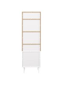 Libreria in design scandinavo con effetto legno di quercia Horizon, Piedini: legno di faggio, massicci, Legno di quercia, bianco, Larg. 47 x Alt. 153 cm