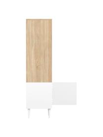 Libreria in design scandinavo con effetto legno di quercia Horizon, Piedini: legno di faggio, massicci, Legno di quercia, bianco, Larg. 47 x Alt. 153 cm