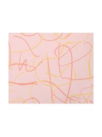 Kussenhoes Doodle met abstract patroon in roze/geel, Polyester, Roze, geel, 40 x 40 cm