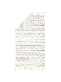 Fouta de plage motif bohème Akira, Blanc, noir, larg. 100 x long. 180 cm