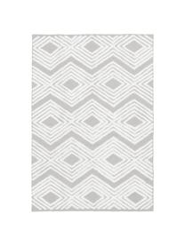 Tapis gris avec structure en relief tissé main Ziggy, 100 % coton, Gris, blanc crème, larg. 80 x long. 150 cm (taille XS)