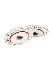 Assiettes à dessert en porcelaine Delight, 2 pièces, Porcelaine Premium, Rouge, blanc, imprimé, Ø 24 cm