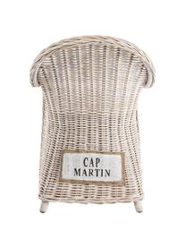 Sedia in rattan con braccioli e cuscino Martin, Rivestimento: cotone, Rattan, bianco, Larg. 60 x Prof. 67 cm