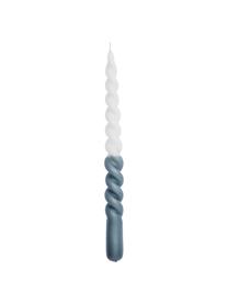 Stabkerzen Twister in Weiss/Dunkelblau, 2 Stück, Paraffinwachs, Weiss, Dunkelblau, Ø 2 x H 25 cm