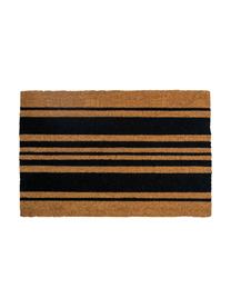 Felpudo Bold Stripes, Fibras de coco, Negro, beige, An 45 x L 75 cm