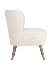 Teddy loungefauteuil Cortina, Zitvlak: polyester, Frame: dennenhout, Poten: rubberhout, Crèmekleurig, B 65 x H 68 cm