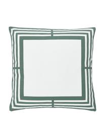 Housse de coussin 45x45 blanc vert Zahra, 100 % coton, Blanc, vert sauge, larg. 45 x long. 45 cm