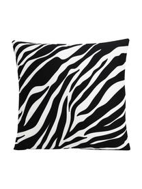 Federa arredo reversibile Zebra Pattern, 100% poliestere, Bianco, nero, Larg. 45 x Lung. 45 cm