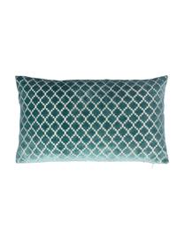 Housse de coussin rectangulaire bleue Calista, Bleu marine, blanc cassé