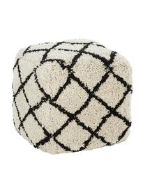 Flauschiger Pouf Naima, handgetuftet, Bezug: Polyester, Beige, Schwarz, B 50 x H 50 cm